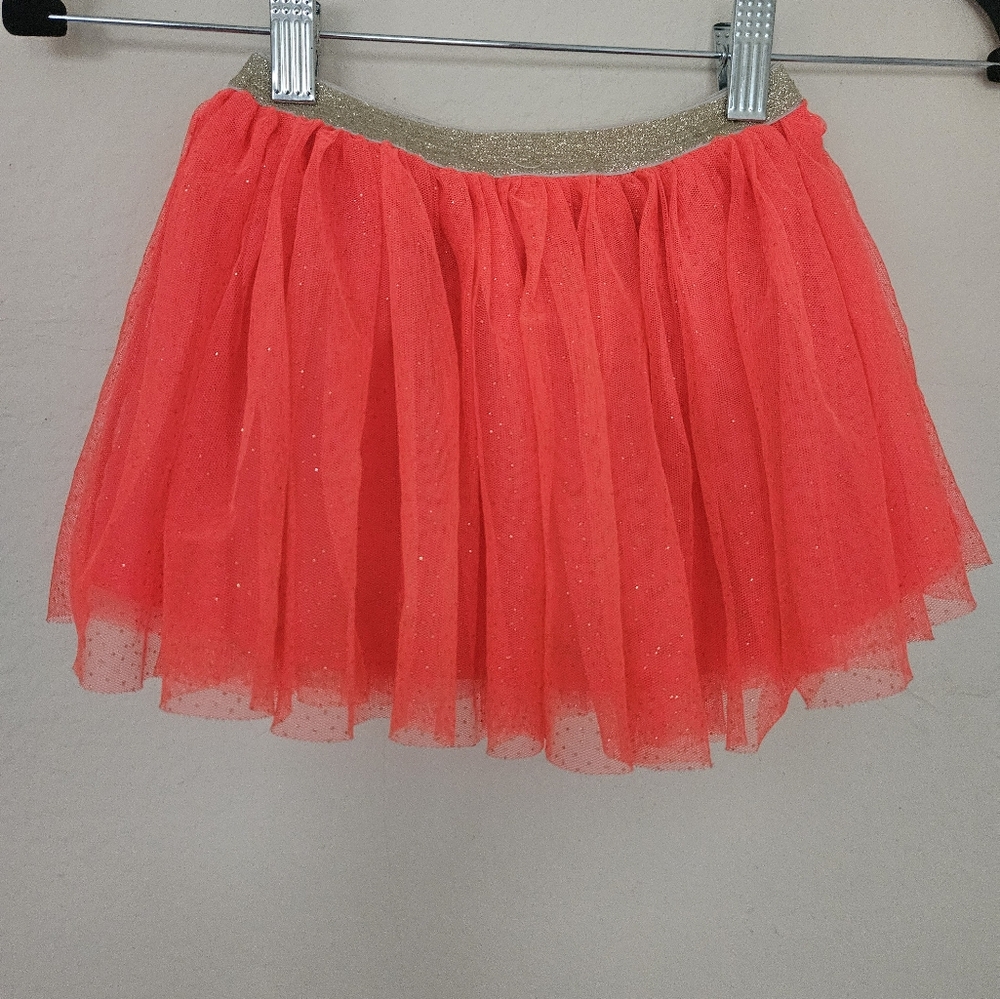 Peanut Ollie Girls Neon Coral Glitter Tulle Skirt Size 3T